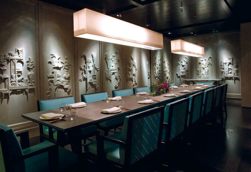 IN PRIVATE: One of four private dining rooms, which are separated with vertical pinewood shutters so it creates different views while walking in the c IN PRIVATE: One of four private dining rooms, which are separated with vertical pinewood shutters so it creates different views while walking in the c