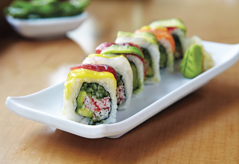 A sushi platter from Chez Sushi on display. A sushi platter from Chez Sushi on display.