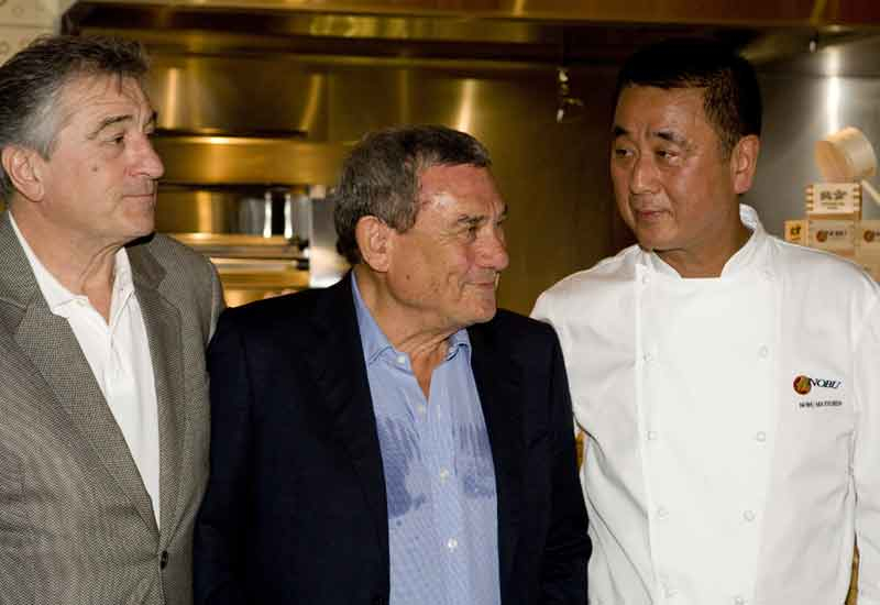 Nobu Matsuhisa with Sol Kerzner and Robert De Niro. Nobu Matsuhisa with Sol Kerzner and Robert De Niro.