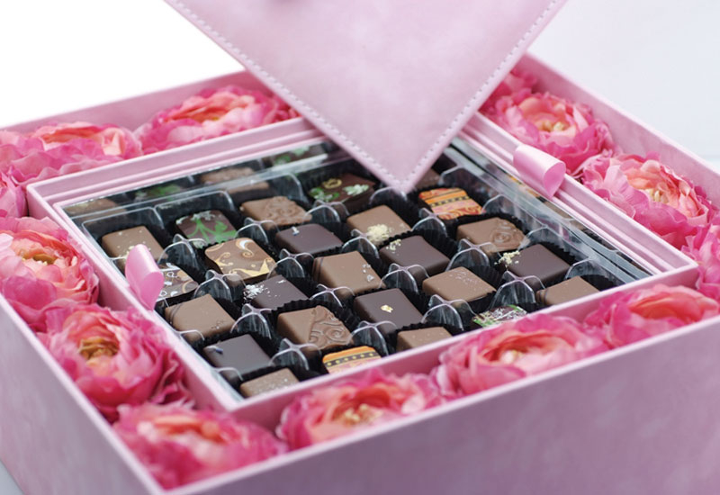 A selection of the beautiful handmade chocolates by Forrey and Galland A selection of the beautiful handmade chocolates by Forrey and Galland