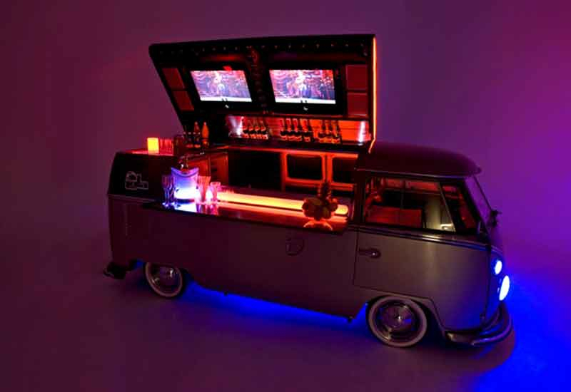 Lola: the converted VW camper van turned into a mobile bar and DJ booth by Desert River. Lola: the converted VW camper van turned into a mobile bar and DJ booth by Desert River.