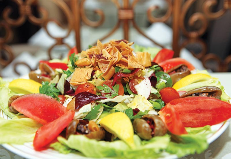Fattoush with makdous Fattoush with makdous